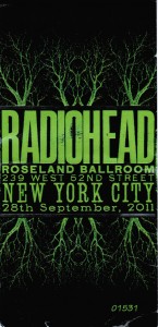 New York City Hall Radiohead Ticket